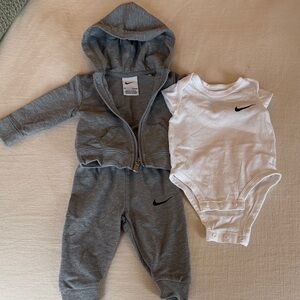 Nike Infant Gray Hoodie Set with White Bodysuit